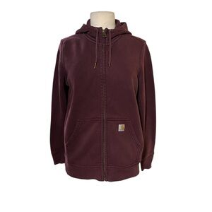 Carhartt Womens Full Zip Hoodie Sweatshirt M Relaxed Fit Clarksburg Burgundy